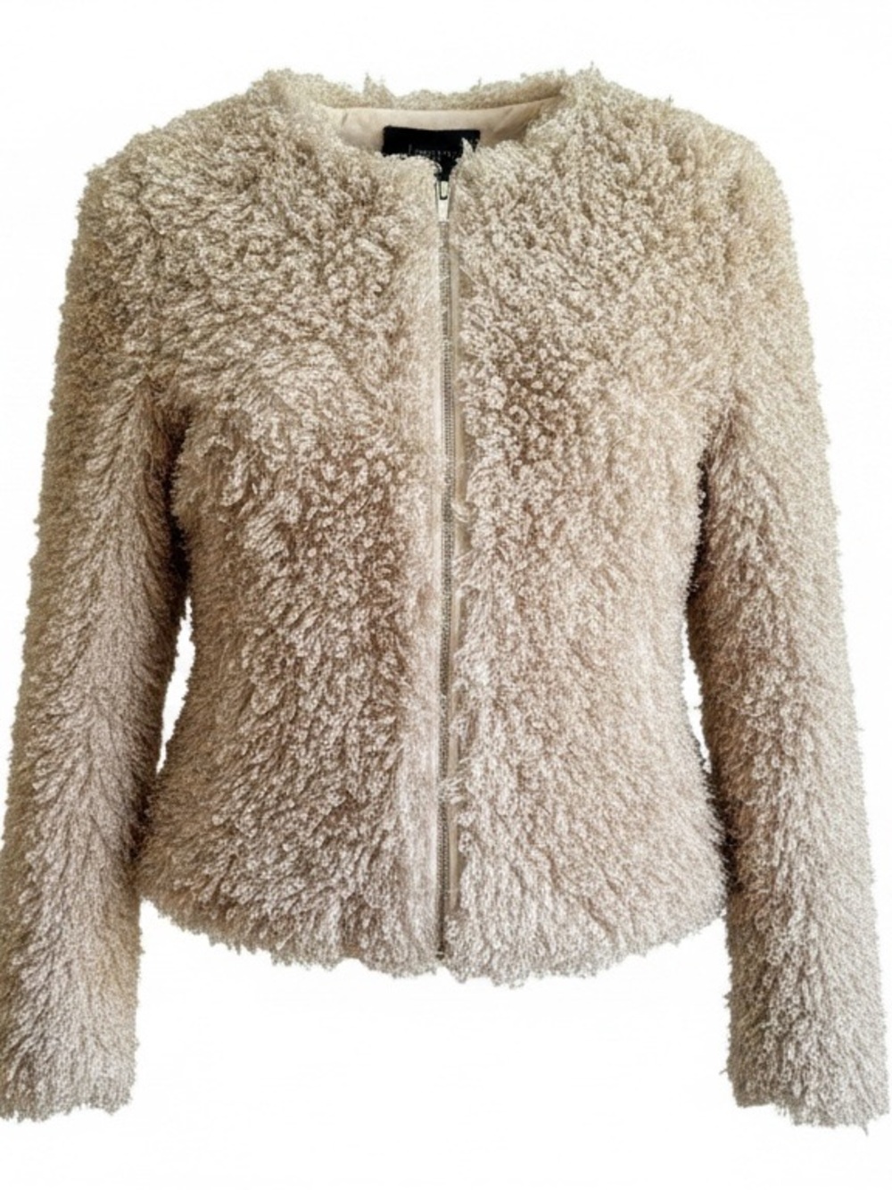 NWT Twelve by OnTwelfth Grey Curly Faux Fur Teddy Jacket - Zip Front